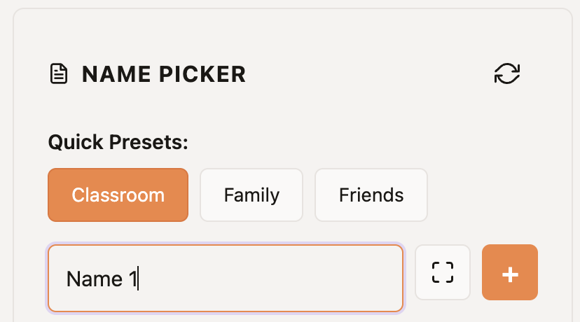 Adding a name to Name Picker