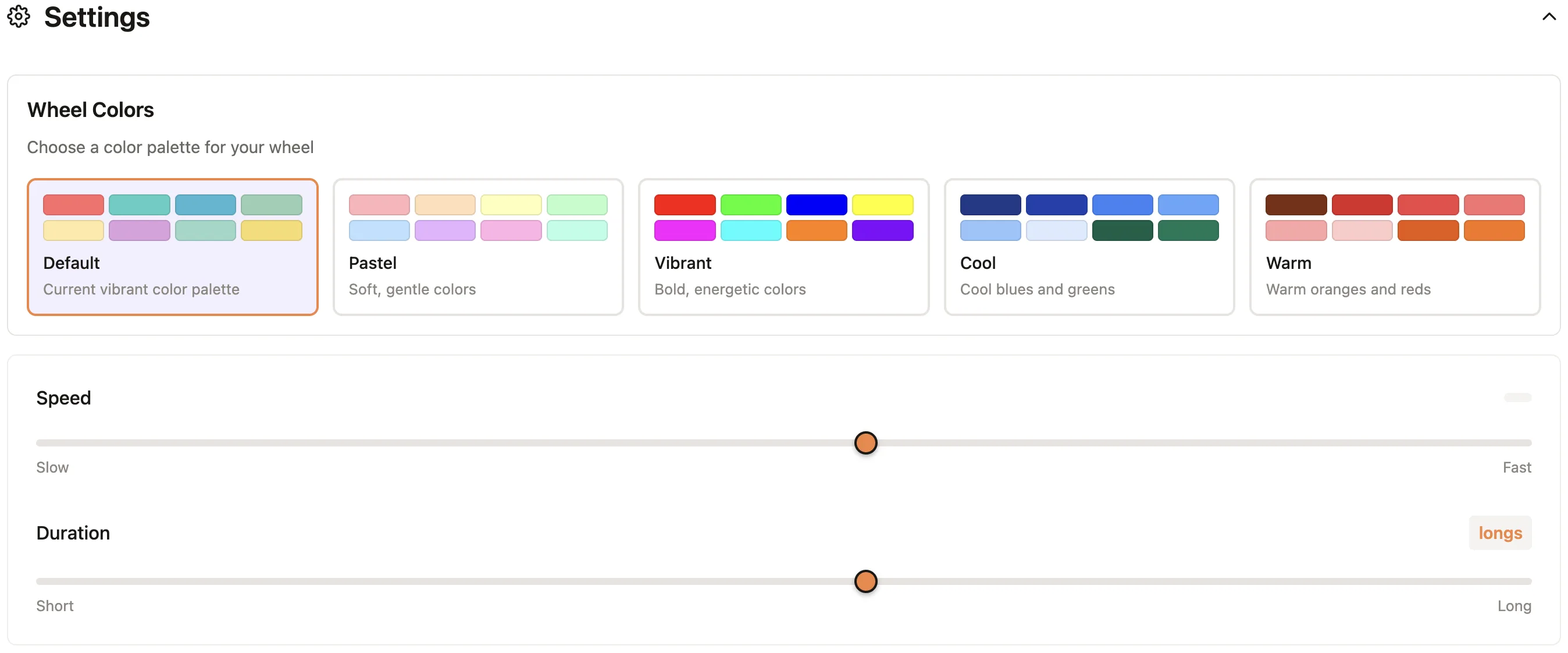 Wheel palette selector