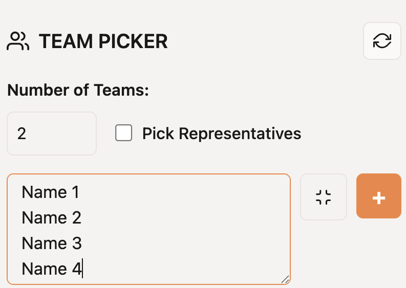 Adding multiple names to Team Picker